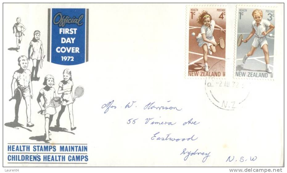 (313) New Zealand Health First Day Cover - Premier Jour De Nouvelle Zélande Santé Enfant - 1972 Tennis - Andere & Zonder Classificatie