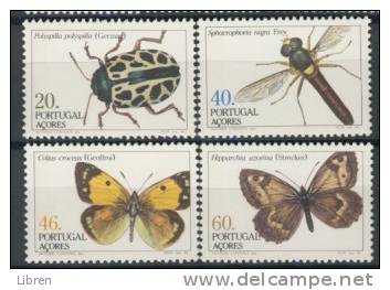 AZOREN, ACORES 1985 YV 358-361 FAUNE, INSECTS, INSEKTEN, BUTTERFLY. MNH, POSTFRIS, NEUF**. VERY FINE QUALITY. - Azores