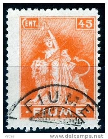 Fiume 1919 Allegorie E Vedute 45c Usato - Lot. 37c - Fiume