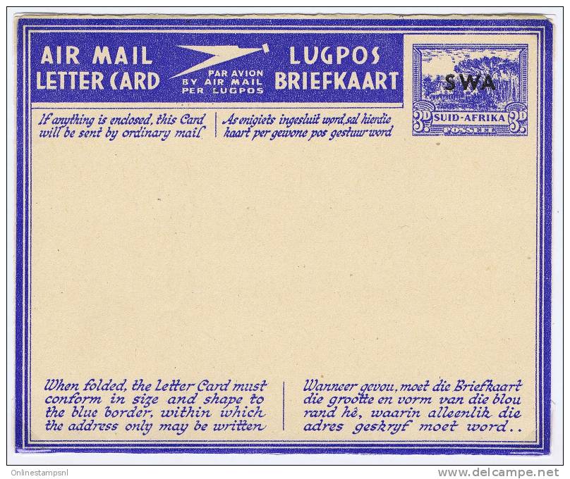South West Africa: Military Airmail Letter Card, MLF 6 Type 8, (12 Mm Surcharge) - South West Africa (1923-1990)