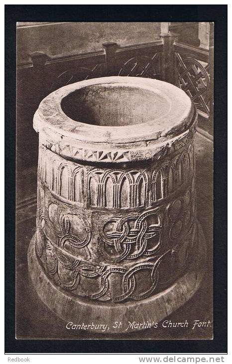 RB 820 - Early Postcard St Martin's Church Font Canterbury Kent - Canterbury