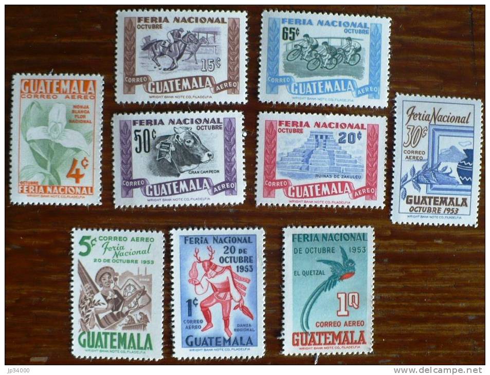 GUATEMALA: Yvert PA 189/97 ** (MNH) Orchidée, Oiseaux, Cyclisme, Equitation, Mammiferes... (serie Rare) Tirage 25000 Ex - Guatemala