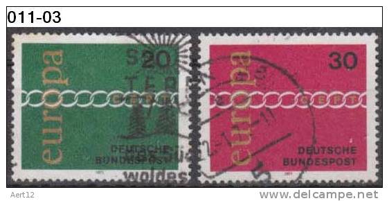 GERMANY, 1971, Europa;  Europa-CEPT, Cancelled (o), Sc. 1064/5. - 1971