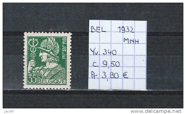 België 1932 - Yv./OCB 340 Postfris/neuf/MNH - 1932 Cérès Et Mercure