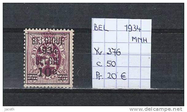 België 1934 - Yv./OCB 376 Postfris/neuf/MNH - 1929-1937 Lion Héraldique
