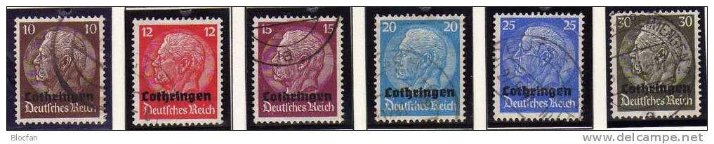 Aufdruck Auf Hindenburg 3.Reich 1940 Besetzung In Lothringen 1/16 O 35€ Overprint On Set President Stamps Of Old Germany - Occupation 1938-45