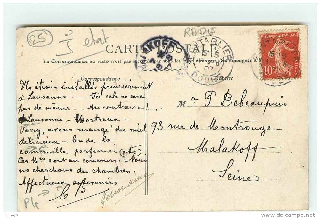 Br - 25 - PONTARLIER - Chalet - Sur Le Haut Jura (hiver 1907)  - édition Borel - Pontarlier