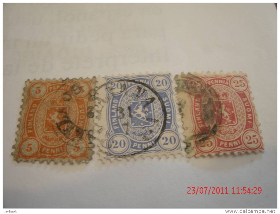 FINLAND, SCOTT# 18(5p), #21(20p), & #22(25p), USED - Gebruikt