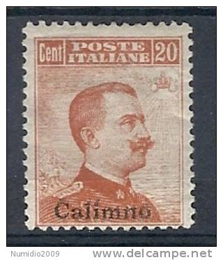 1917 EGEO CALINO EFFIGE 20 CENT MH * SENZA FILIGRANA - RR9692 - Egée (Calino)