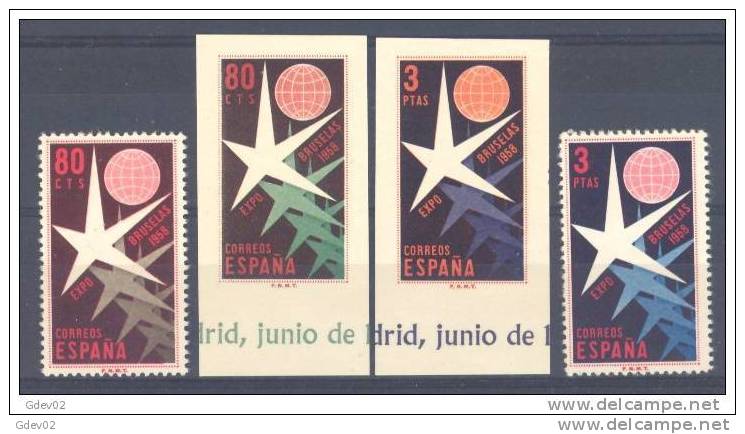 ES1220-2278TEX.España .Spain.Espagne.EXPOSICION   DE BRUSELAS 1958 (Ed 1220/2-1222/23sh**) Sin Charnela LUJO - 1958 – Brüssel (Belgien)