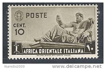 1938 AFRICA ORIENTALE ITALIANA SOGGETTI VARI 10 CENT MH * - RR9703 - Italian Eastern Africa