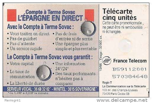 CARTE-PRIVEE-5U-10/95-GN1 87-GEM-SOVAC-UTILISEE  -T BE - - 5 Eenheden