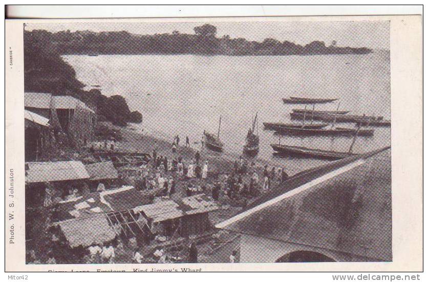 94te-Sierra Leone-United Kingdom-England-Theme: Boats-Ships-Ports-New-Original Vintage 1906-traveled To Paris-France - Sierra Leone