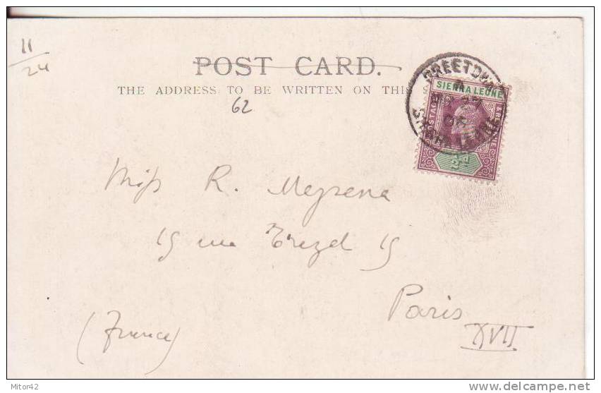 96te-Sierra Leone-United Kingdom-England-Theme: Boats-Ships-Ports-New-Original Vintage 1906-traveled To Paris-France - Sierra Leone