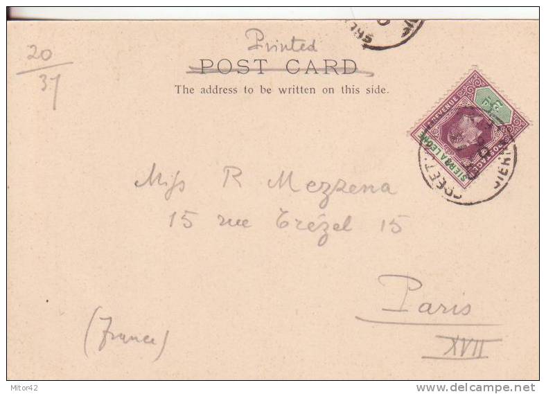 97te-Sierra Leone-United Kingdom-England-Theme: Boats-Ships-Ports-New-Original Vintage 1906-traveled To Paris-France - Sierra Leone