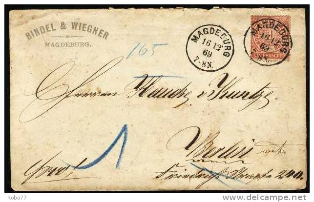 1869 North German Confederation Cover. Magdeburg 16.12.69.   (G41c006) - Lettres & Documents