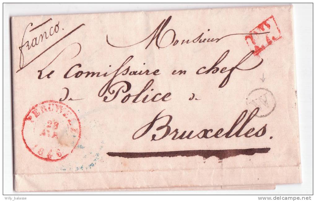 Lettre C0d PERUWELZ /1846 + P.P + Boîte W De GRANDGLISE. - 1830-1849 (Belgique Indépendante)