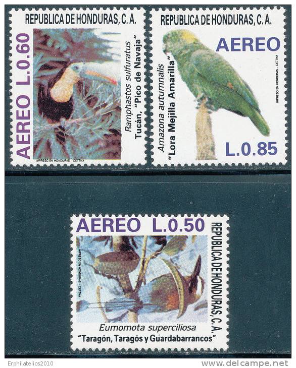 HONDURAS 1987 BIRDS  SC# C758-760 VF MNH A SCARCE SET - Honduras