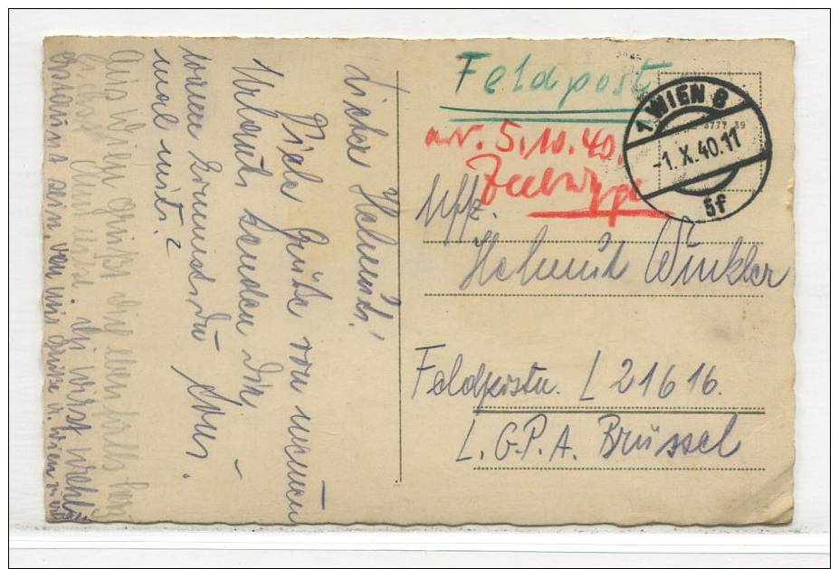 D.Feldpost / 1940 AK Wien Als Feldpost Gelaufen - Other & Unclassified