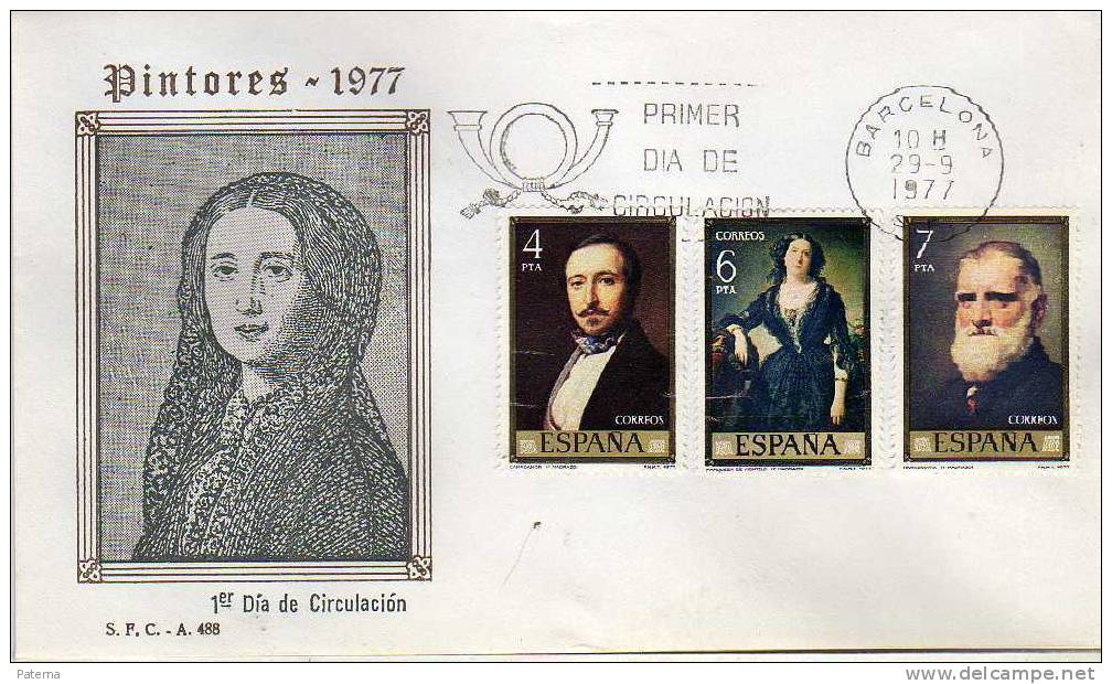 FDC, Barcelona 1977, Pintores, Nº 2432-2434 - Otros & Sin Clasificación