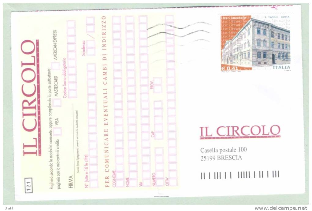 2003 Italia , Cartolina Per Richiesta Libri Affrancata Con Valore Anno 2003 - 2001-10: Storia Postale