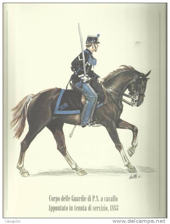 UNIFORMI STORICHE POLIZIA - CORPO DELLA GUARDIE DI P.S. A CAVALLO - APPUNTATO IN TENUTA DI SERVIZIO, 1883 - Estampes & Gravures