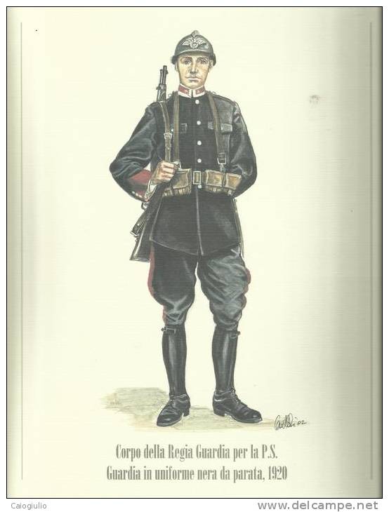 UNIFORMI STORICHE POLIZIA - CORPO DELLA REGIA GUARDIA PER LA P.S. - GUARDIA UNIFORME NERA DA PARATA, 1920 - Estampas & Grabados