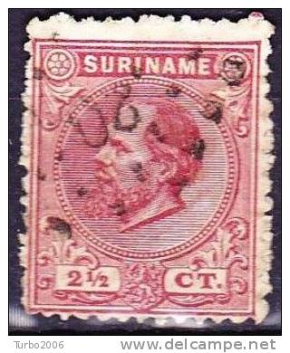 SURINAME 1873 Koning Willem III 2½ Cent Karmijn Tanding 12½ X 12  NVPH 3 C - Suriname ... - 1975