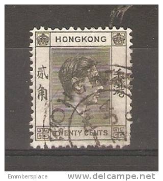 HONG KONG - 1938 GEORGE VI 20c BLACK FU   SG 147 - Used Stamps