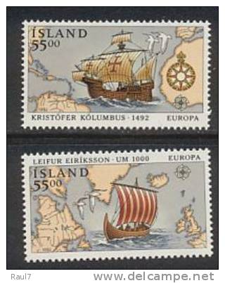 EUROPA-CEPT 1992 - Islande - 2v NEUF ** (MNH) Ch. Colomb - 1992