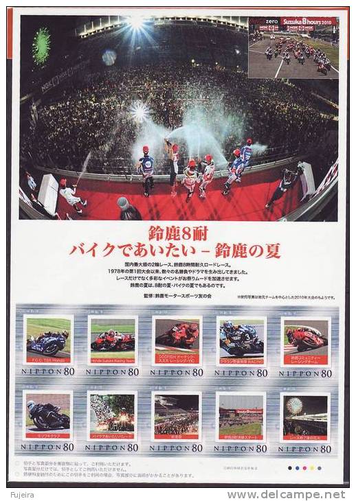 Japan Personalized Stamp Sheet, Suzuka Motor Race, Motorbykes, (jps036) - Motorbikes