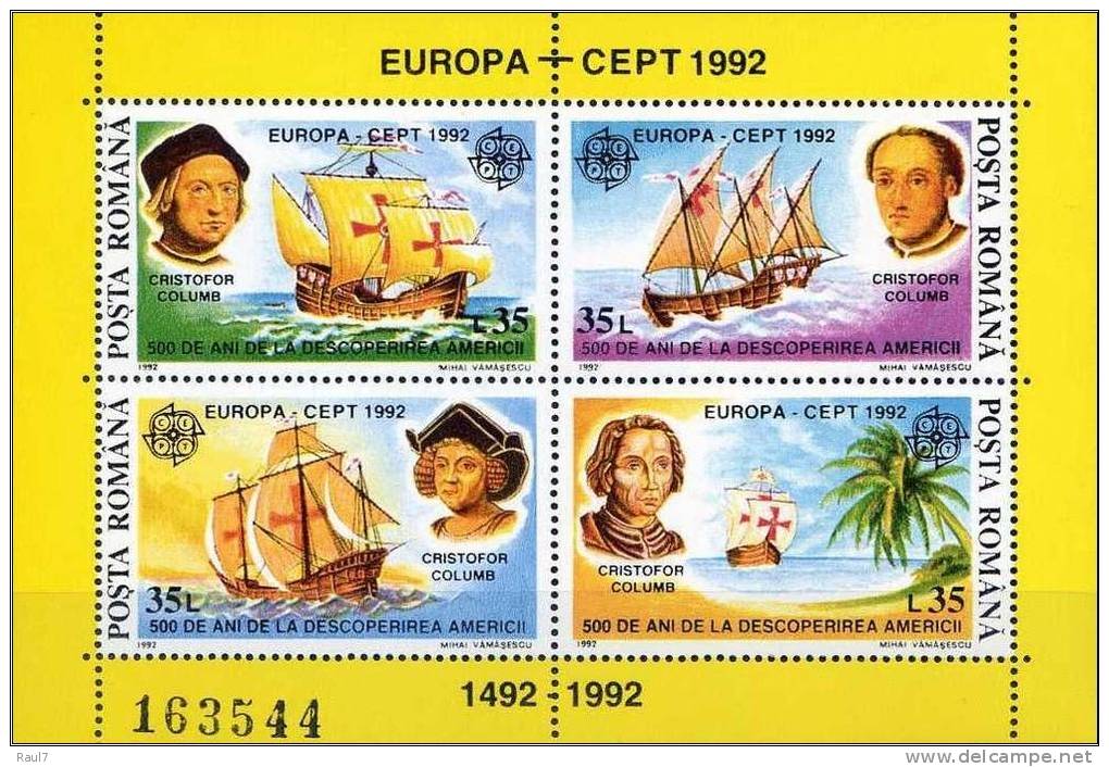 EUROPA 1992 - Roumanie - BF Neuf // Mnh Ch. Colomb // Cv €25.00 - 1992