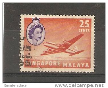 SINGAPORE - 1955 QEII 25c ORANGE & VIOLET FU  SG 47 - Singapore (...-1959)