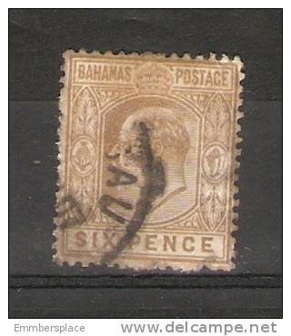 BAHAMAS - 1902 EDWARD VII 6d BROWN USED ON PAPER  SG 66 - 1859-1963 Colonie Britannique