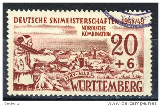 1949 Germany Wuerttemberg 20+6 Pfennig  Carmine Brown Ski Championships Used - Other & Unclassified