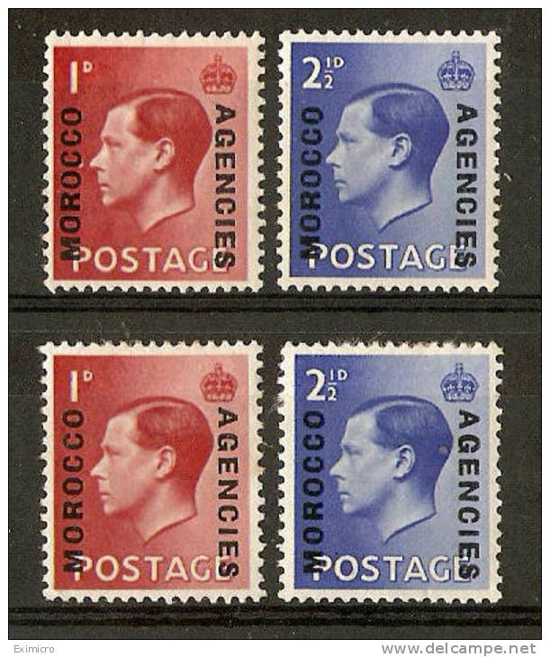 MOROCCO AGENCIES 1936-37 SET OF 4 STAMPS SG75/76 And SG75a/76a MOUNTED MINT Cat £8.20 - Morocco Agencies / Tangier (...-1958)