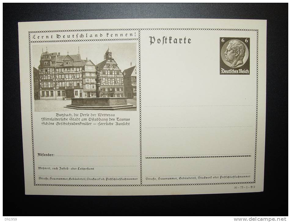 BUTZBACH WETTERAU TAUNUS HINDENBURG LERNT DEUTSCHLAND KENNEN ENTIER POSTAL GANZSACHE STATIONERY - Butzbach