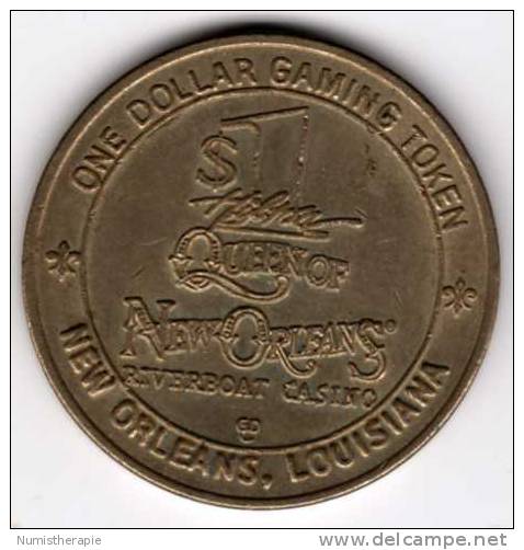 Jeton De Casino : Hilton Queen Of New Orleans Riverboat Casino $1 Gaming Token - Casino