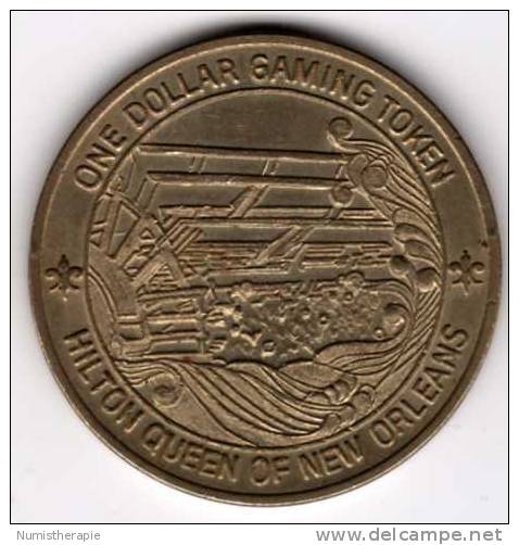 Jeton De Casino : Hilton Queen Of New Orleans Riverboat Casino $1 Gaming Token - Casino