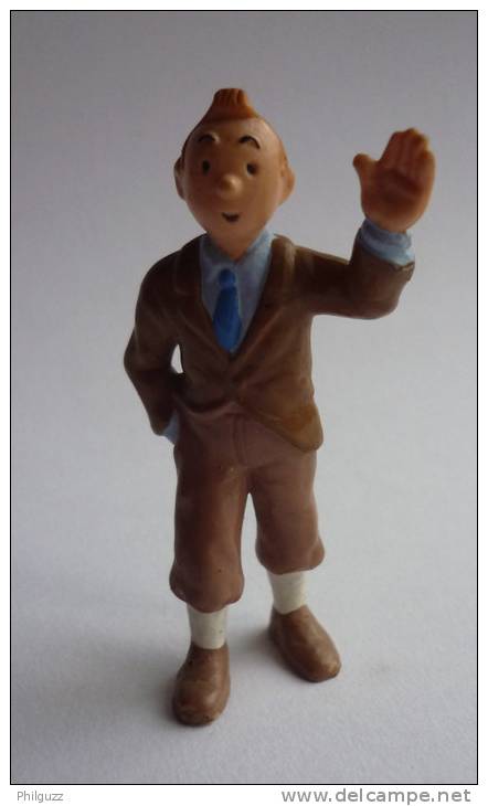 FIGURINE TINTIN  BULLY 1990 TINTIN CHEMISE BLEUE CRAVATE BLEUE - Tim & Struppi