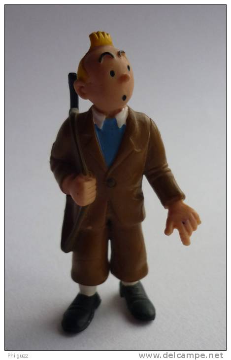 FIGURINE TINTIN  COMICS SPAIN  1984 TINTIN AVEC FUSIL CHEVEUX JAUNE CANARI (1) - Tim & Struppi