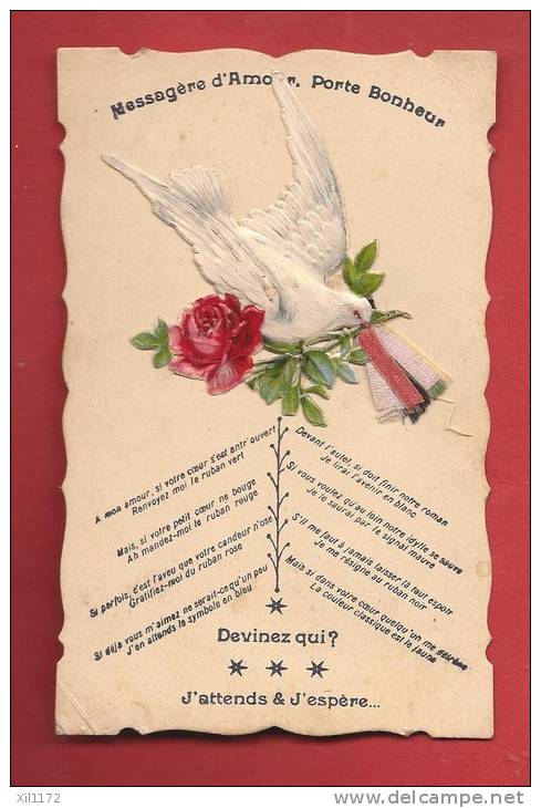 X0159 Litho  Colombe En Relief. Message D'amour.Liebe,Love. Circulé Sous Enveloppe - San Valentino