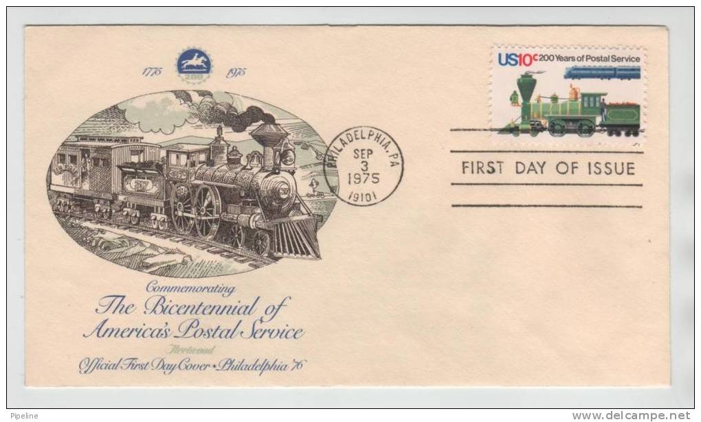 USA FDC Philadelphia 3-9-1975 The Bicentennial Of US Postal Service With FLEETWOOD Cachet - 1971-1980