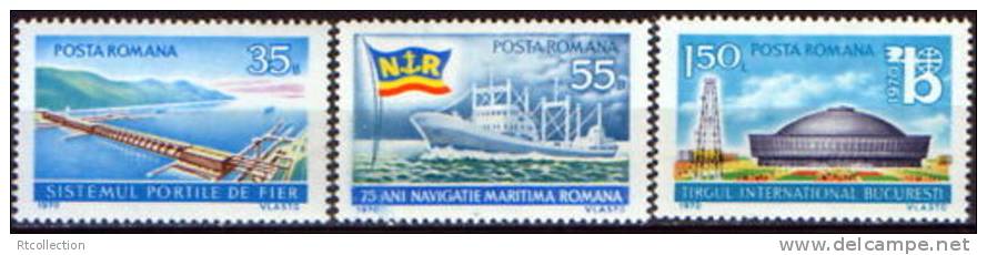 Romania 1970 Bucharest International Fair Exhibition Ships Ship Boats Boat Flag Architecture MNH Michel 2864-2866 - Unused Stamps