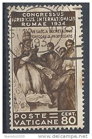 1935 VATICANO USATO CONGRESSO EUCARISTICO 80 CENT - RR9735 - Oblitérés