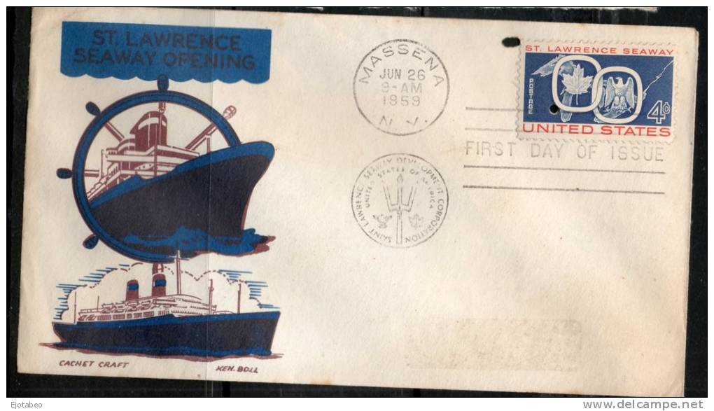 20-ESTADOS UNIDOS 1959 FDC-  San Lawrece Seaway - 1951-1960