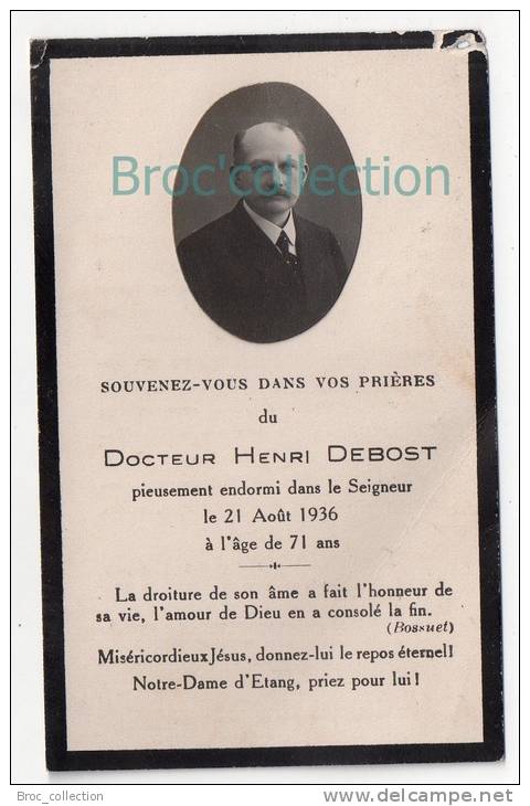 Dijon, Louhans, Velars-sur-Ouche ? Mémento Du Docteur Henri Debost, 21/08/1936, Souvenir Mortuaire - Devotieprenten