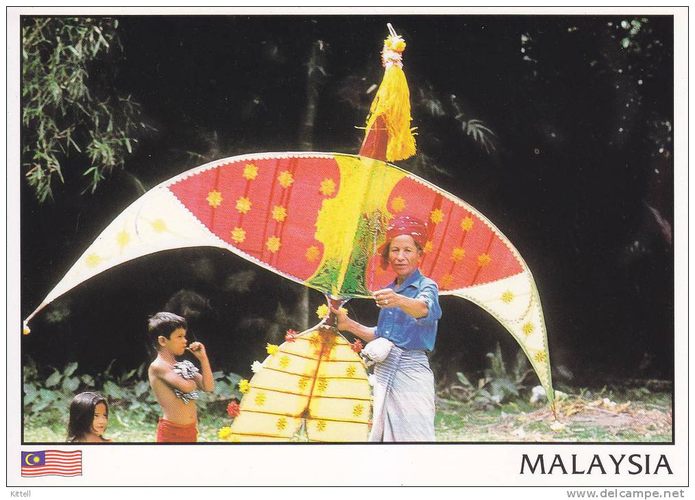 Postcard Malaysia Moon Kite Flying - Regionale Spelen