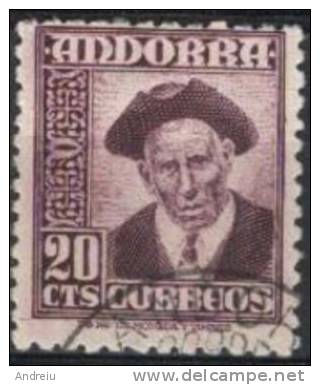 1948-53 Andorra Spanish Andorre National Symbols  Scott 40 Used Oblitere - Used Stamps