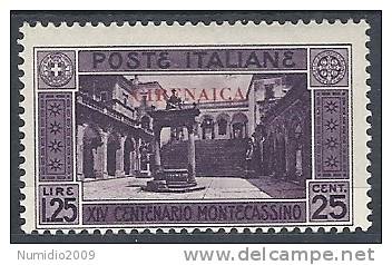 1929 CIRENAICA MONTECASSINO 1,25 LIRE MH * - RR9741 - Cirenaica